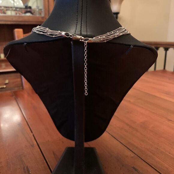 NEW Italian Sterling Silver 6 Strand Bead Necklace - Picture 2 of 6